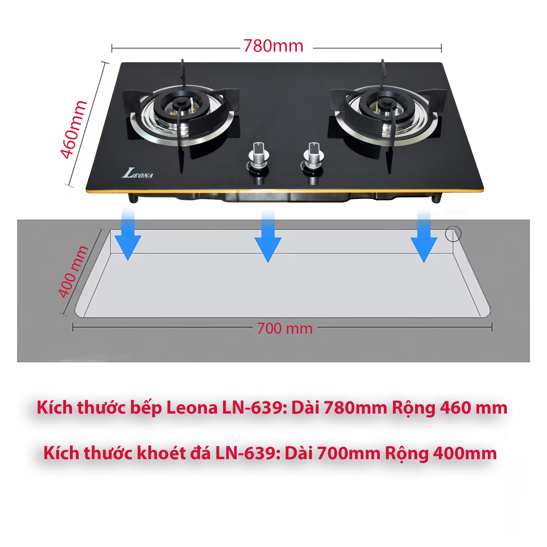 Bếp gas âm LEONA, LN639