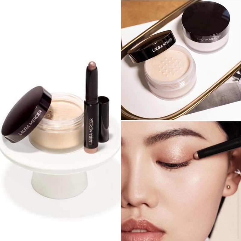 Set Phấn Phủ Nhũ Mắt Laura Mercier Sephora Translucent Loose Setting Powder Size Mini