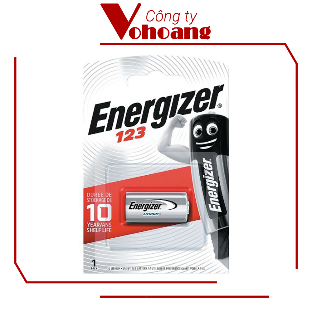 Pin Energizer 123 (CR123A) Lithium 3V pin thỏi hiệu suất cao cho máy ảnh, đồng hồ đo, v.v...