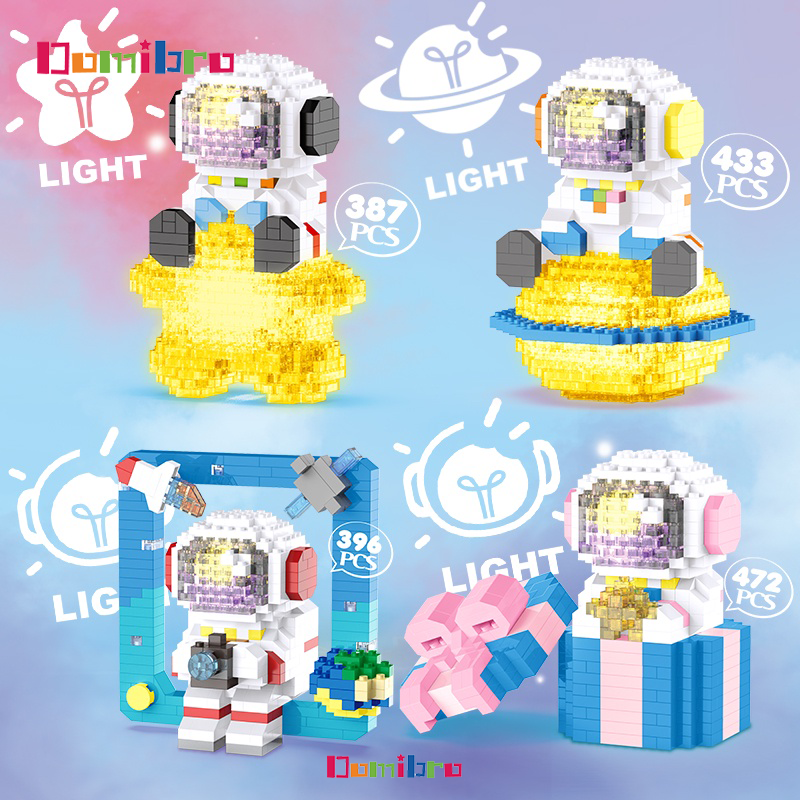 Mô hình phi hành gia có đèn Lego Space bricks, đồ chơi lắp ráp Phi Hành Gia 3D Có Đèn
