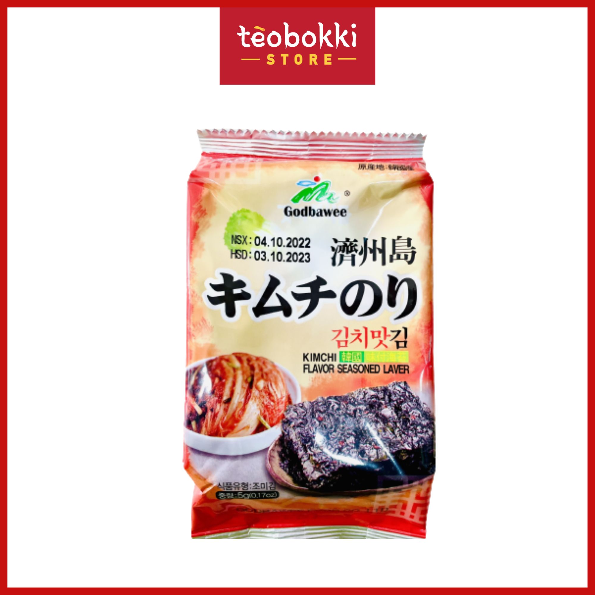 Rong biển vị Kimchi Godbawee 5g