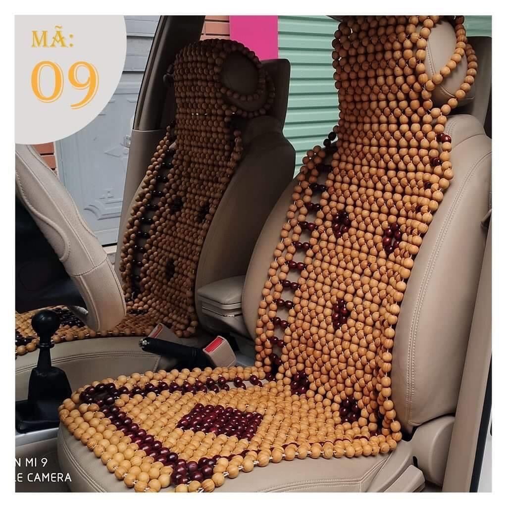 Lót ghế ô tô hạt gỗ thông bền đẹp - hạt lót ghế gỗ đan hoa hạt to loại 1