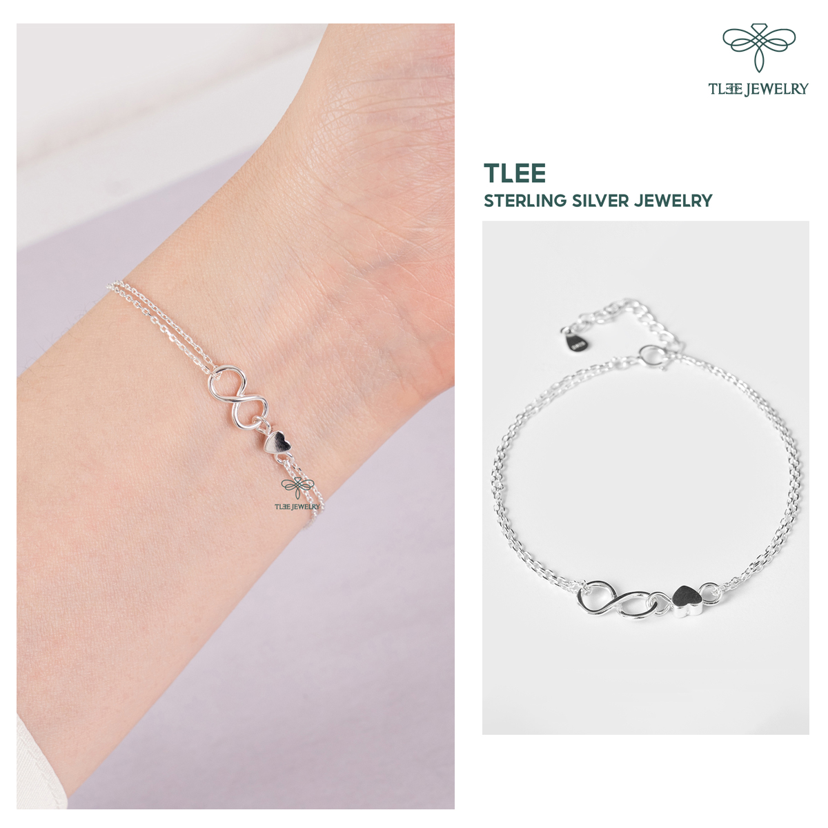 Lắc tay bạc nữ TLEE kép vô cực cá tính TleeJewelry LT0101