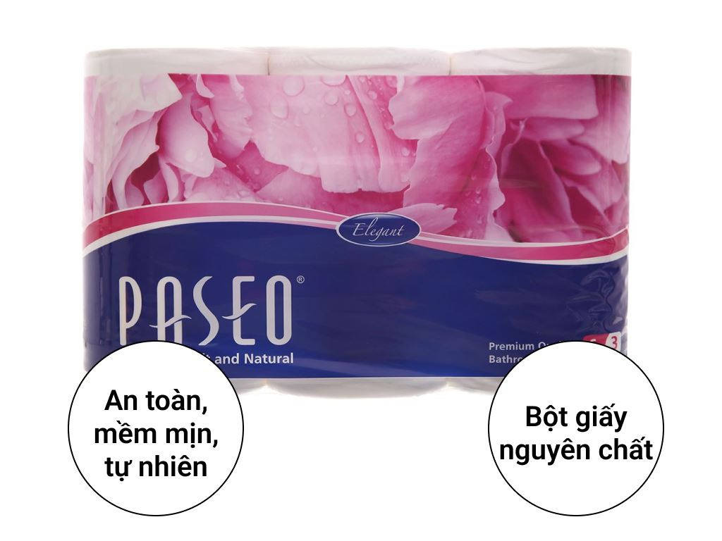 Lốc 6 cuộn giấy vệ sinh 3 lớp Paseo