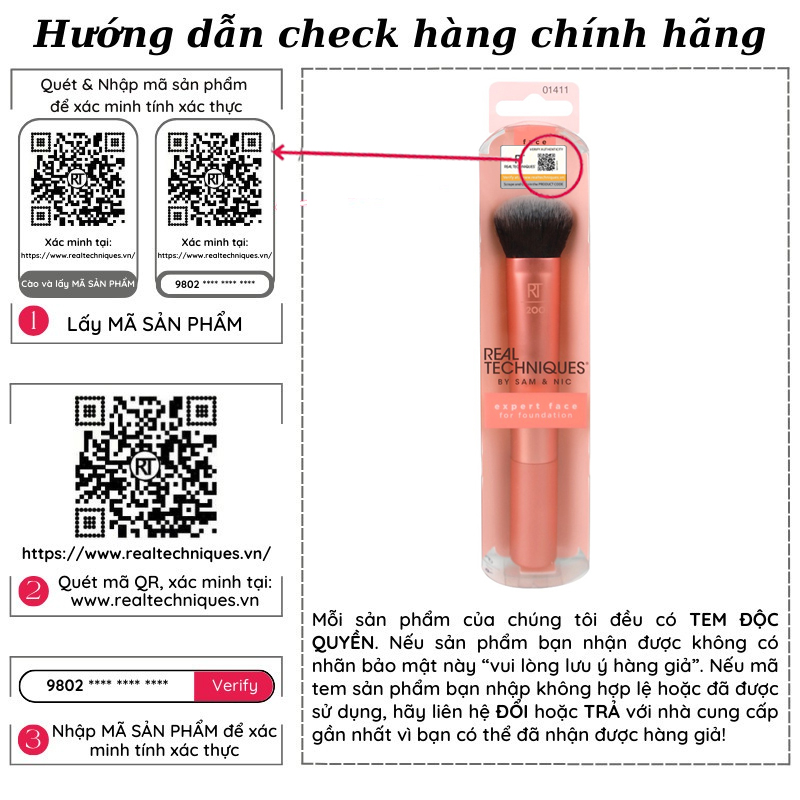 [HCM]Cọ Nền Real Techniques By Sam & Nic Base Expert Face For Foundation Mẫu Mới