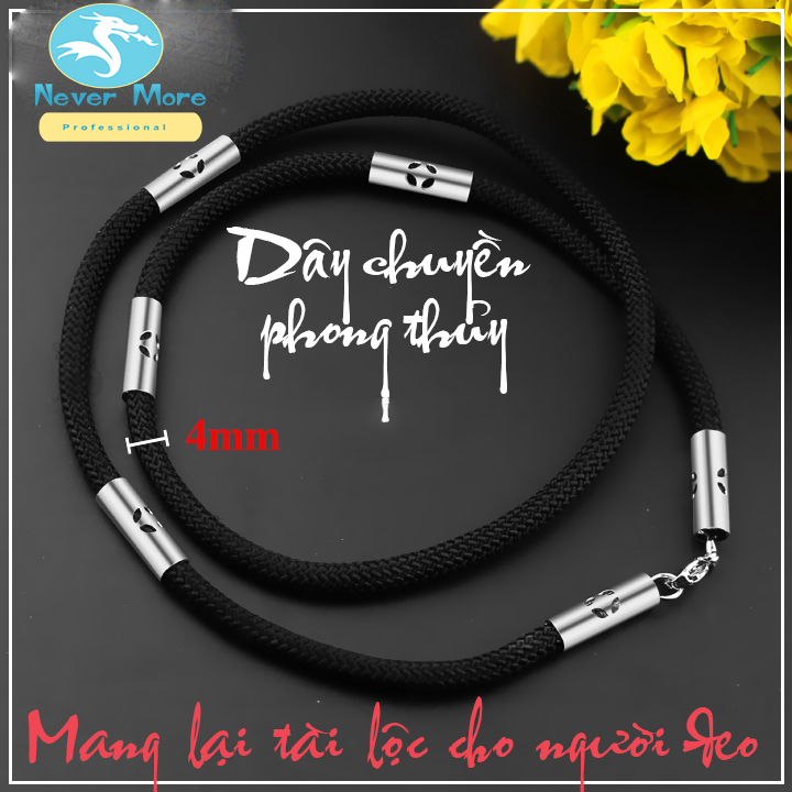 Dây chuyền dù đen của Thái bọc khoen inox hình kim tiền không đen, không gỉ  chuẩn thời trang, đẹp mà chất