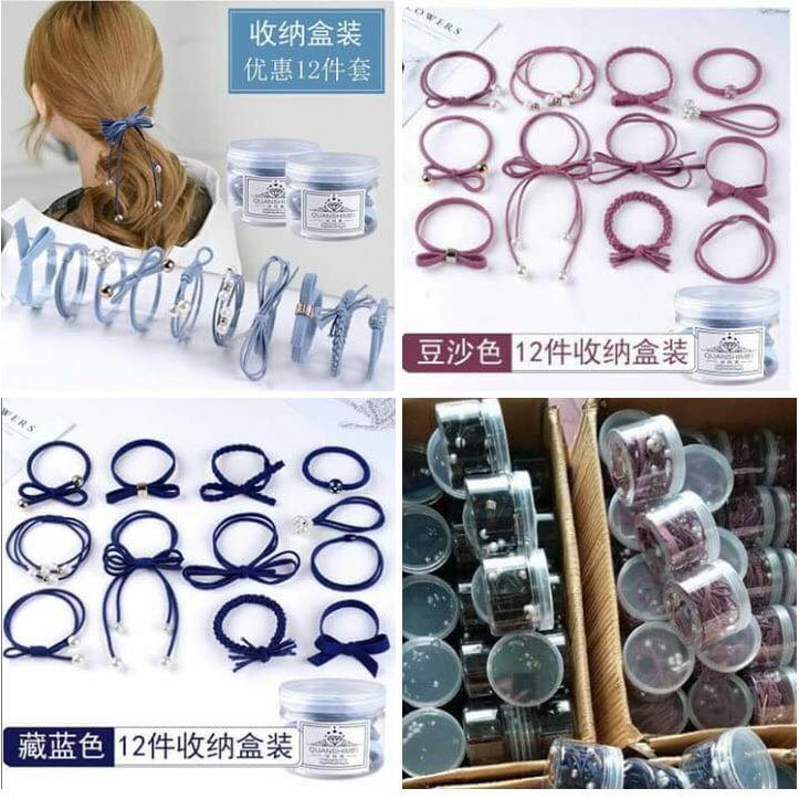 HỘP CHUN BUỘC TÓC 12 MẪU