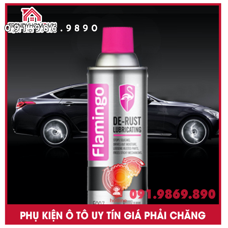 Chai xịt tẩy chống rỉ sét F007 thương hiệu Flamingo phù hợp với động cơ và máy móc