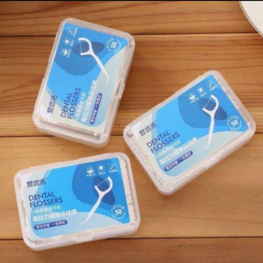 Tăm chỉ nha khoa hộp 50 cây- tăm xỉa răng-chăm sóc răng- chỉ nha khoa