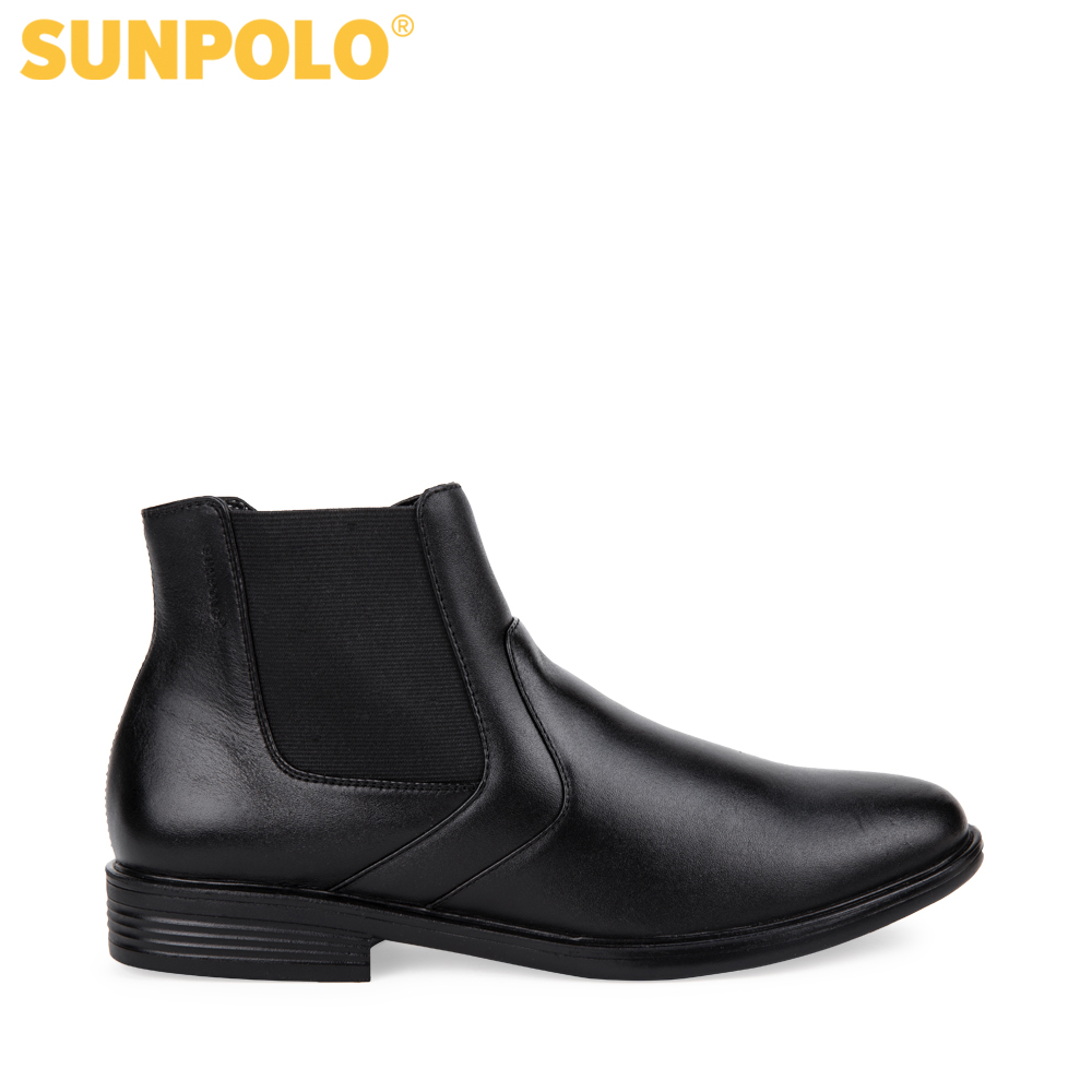 Giày Boots Nam Cổ Cao Da Bò SUNPOLO BOOT01 (Đen)