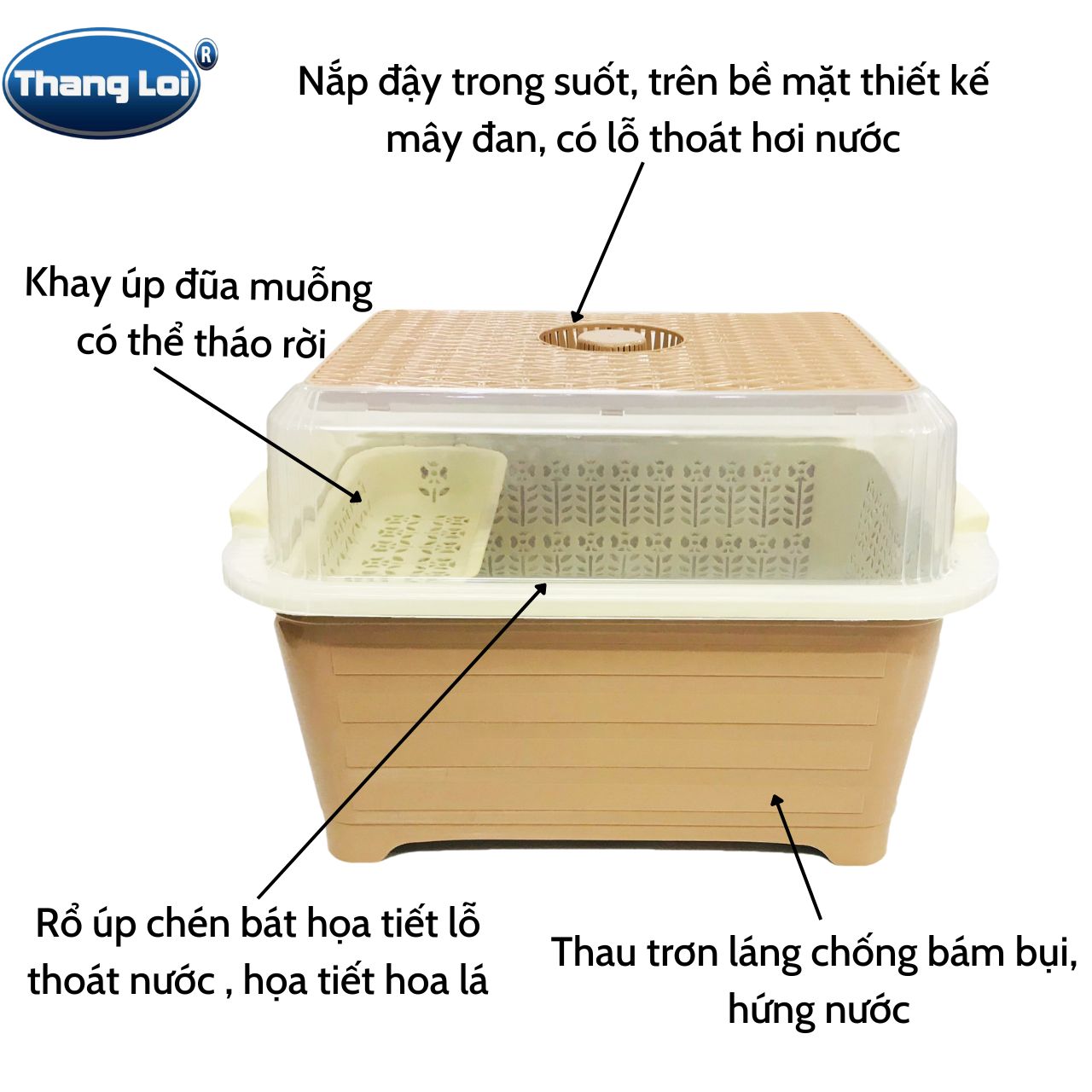 Kệ Chén Bát Thau Rổ Có Nắp Úp Chén Bát, Úp Bình Sữa Cho Bé
