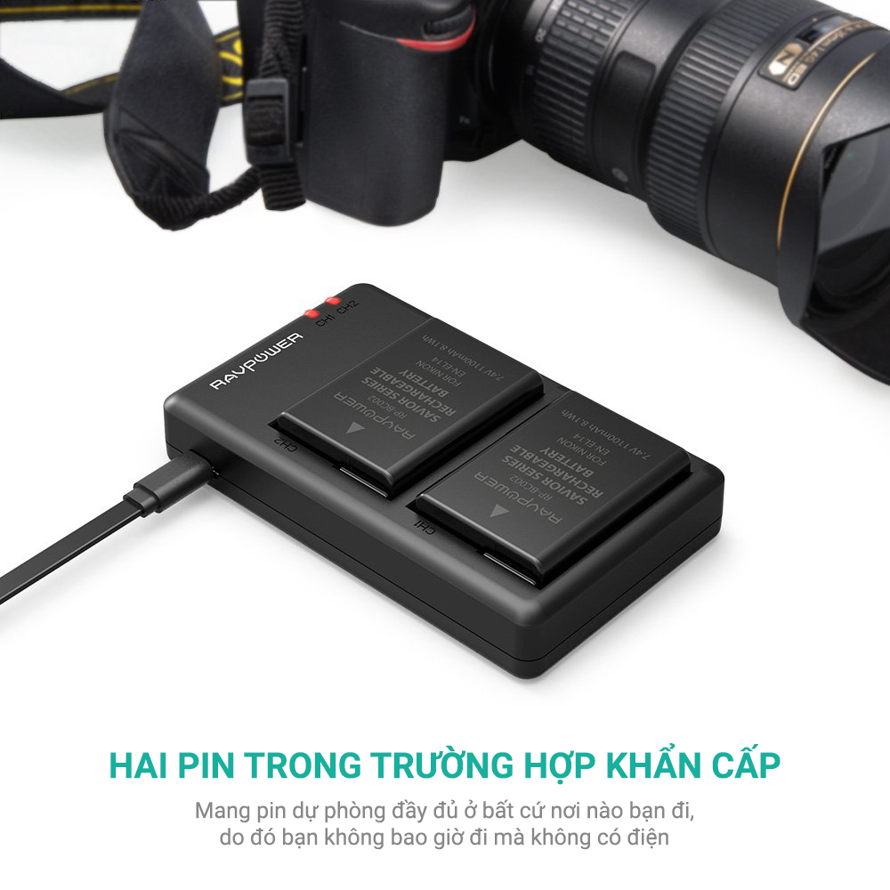 Sạc máy ảnh RavPower cho N- EN-EL14