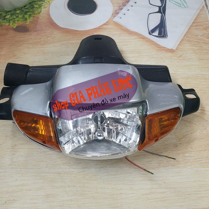 [ 4 MÓN ] ỐP đầu 1 bóng (kèm pha đèn )  màu BẠC xe Wave THÁI / ZX/ Wave alpha