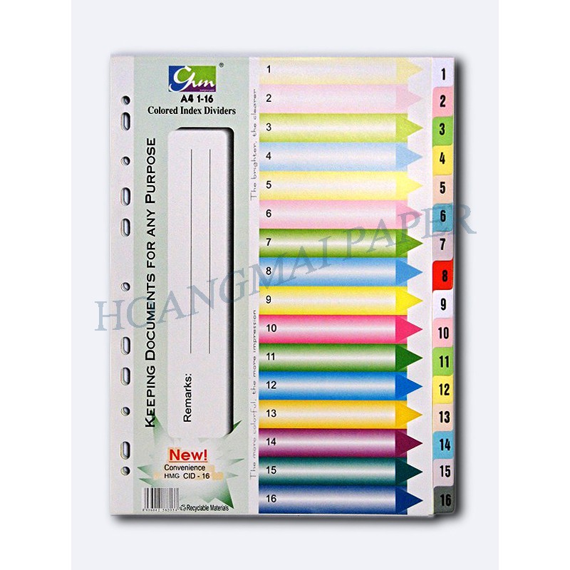 Chia File Giấy 16 Màu Hoàng Mai Có Số