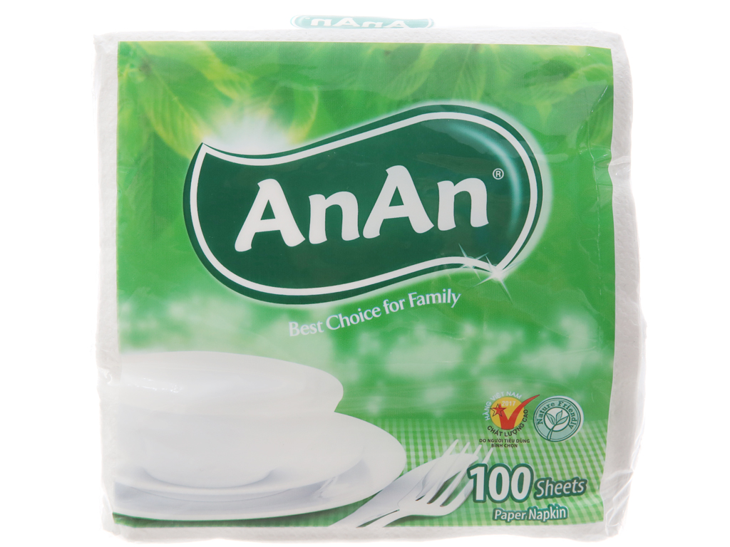 Khăn giấy ăn An An 1 lớp gói 100 tờ