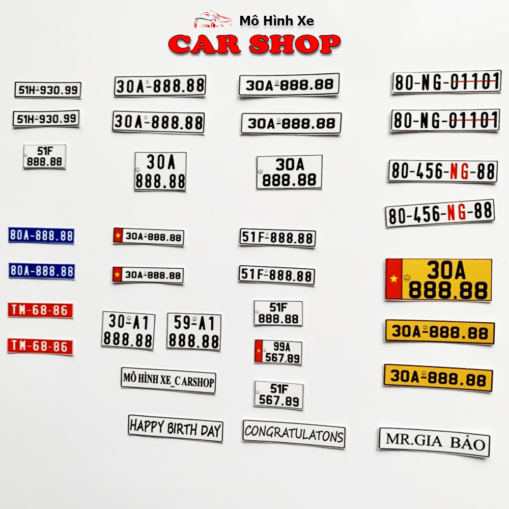 Biển Số Xe Mô Hình Các Tỉ Lệ Bóc Dán