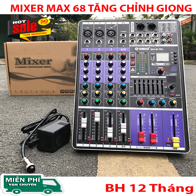 [ MIXER 2022 ] Mixer MAX 68 PRO - Chuyên Dùng Cho Phòng Trà, Mini Bar, Pubs, Show, TÍch Hợp Effect Cực Với 99 Hiệu Ứng Reverb, Cục Đẩy Công Suất Lớn, Phần Mềm Hiện Đại, Cưc Bay Và Mượt,Sử Dụng USB Và Bluetooth,
