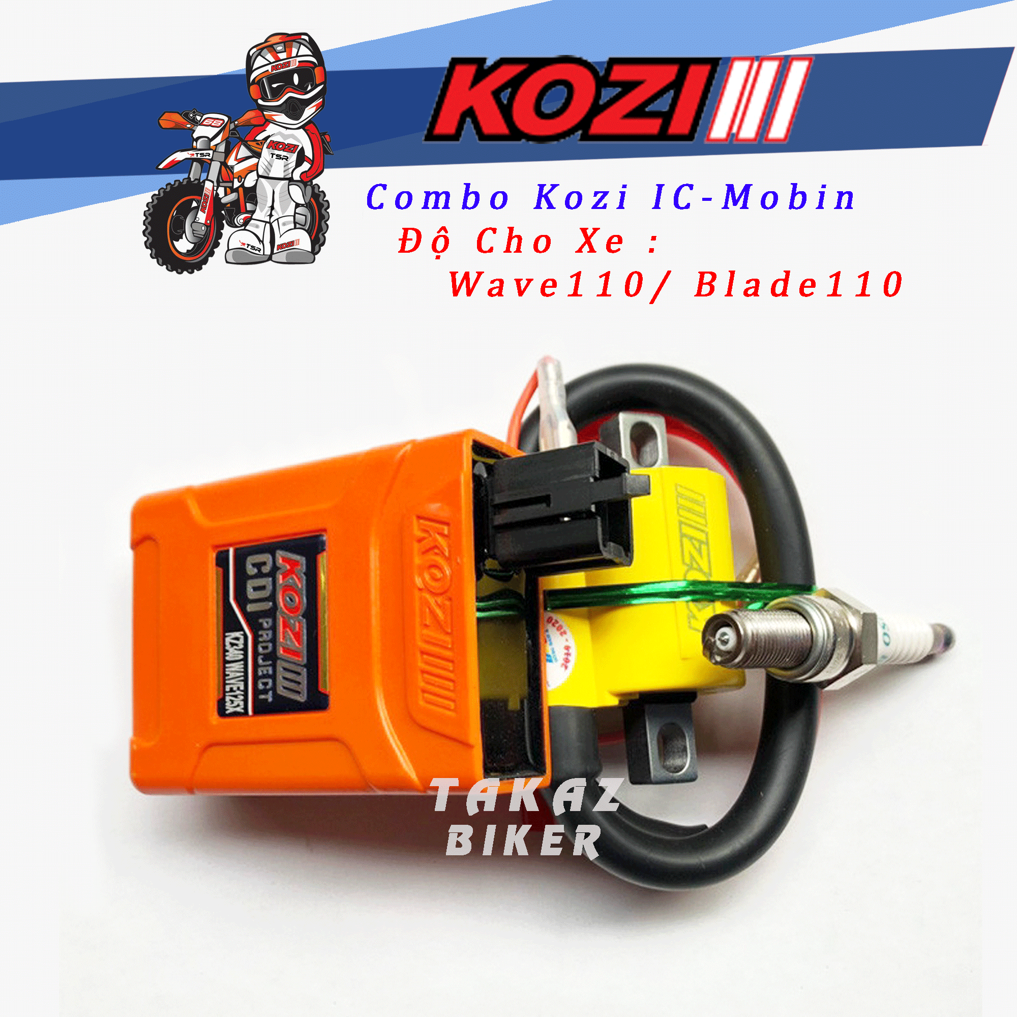 [ W110 Có Bugi ] Combo Độ dàn lửa cho Wave Alpha 110 Blade 110 - KOZI Malaysia - IC - Mobin - Bugi