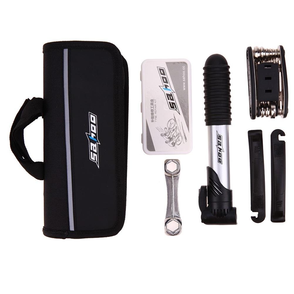 Bộ sửa xe đạp đa năng Sahoo - Bộ sửa xe đạp đa năng SAHOO Toolkits 16 in 1 - Bộ kit sửa vá xe SAHOO - Túi Kẹp Sườn, Vá Xe, Bơm Xe Đạp SAHOO - Bộ dụng cụ sửa chữa lốp xe đạp SAHOO