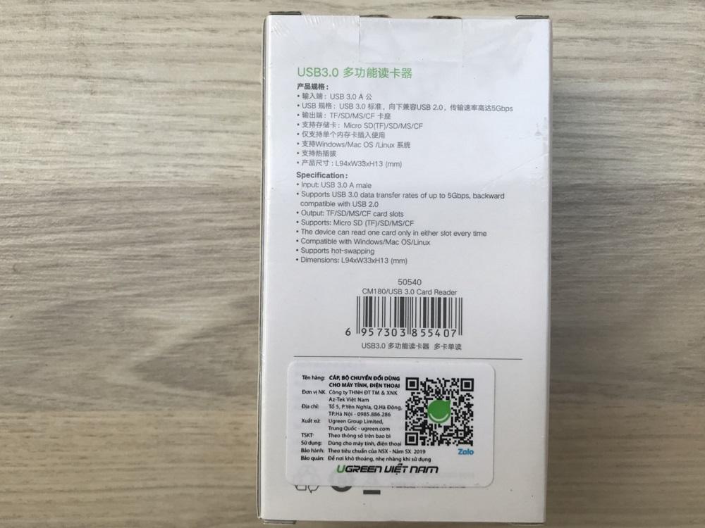 Đầu Đọc Thẻ Nhớ 4 Trong 1 Ugreen 50540