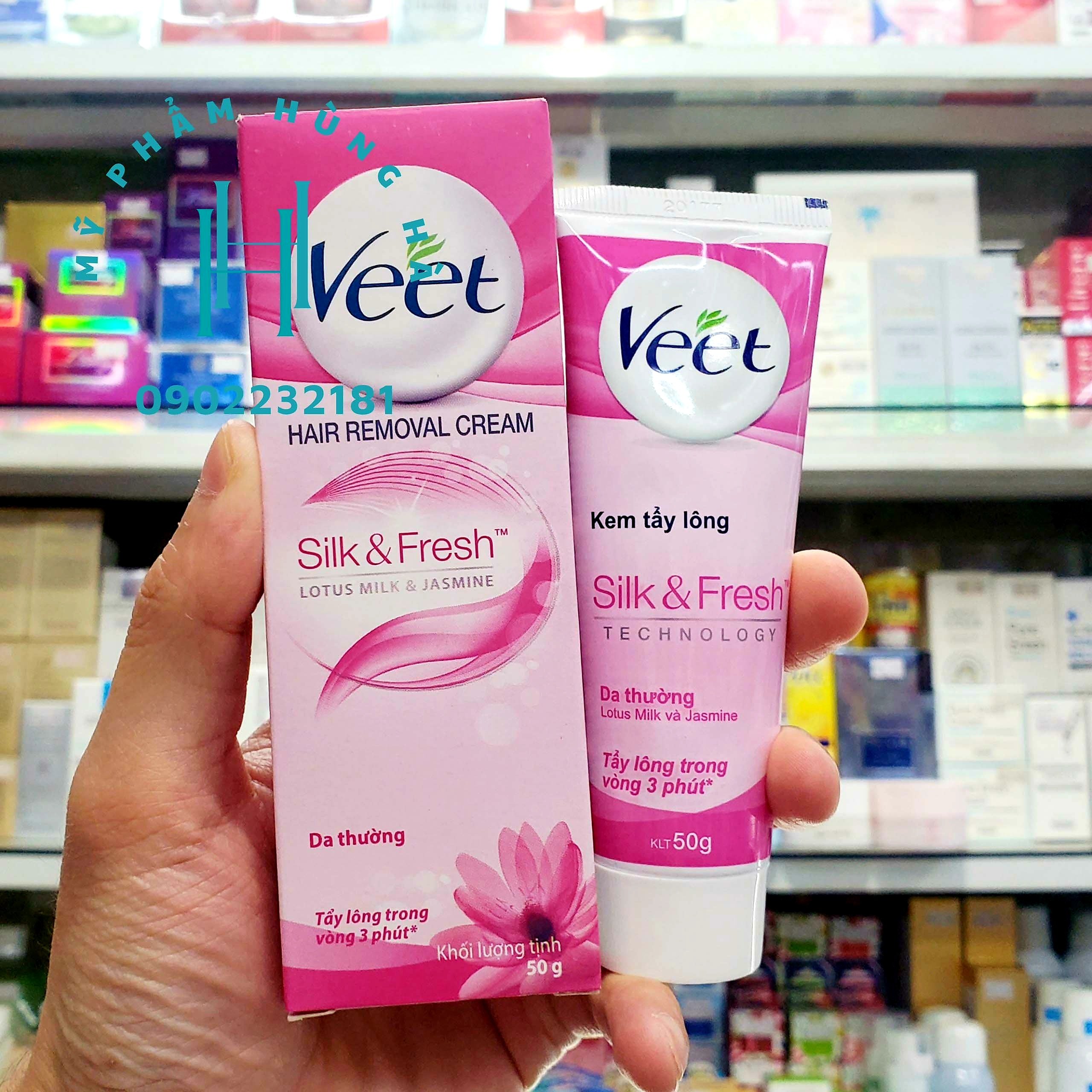 Kem tẩy lông Veet, kem triệt lông dành cho da thường Veet Silk&Fresh Lotus Milk&Jasmine 50g