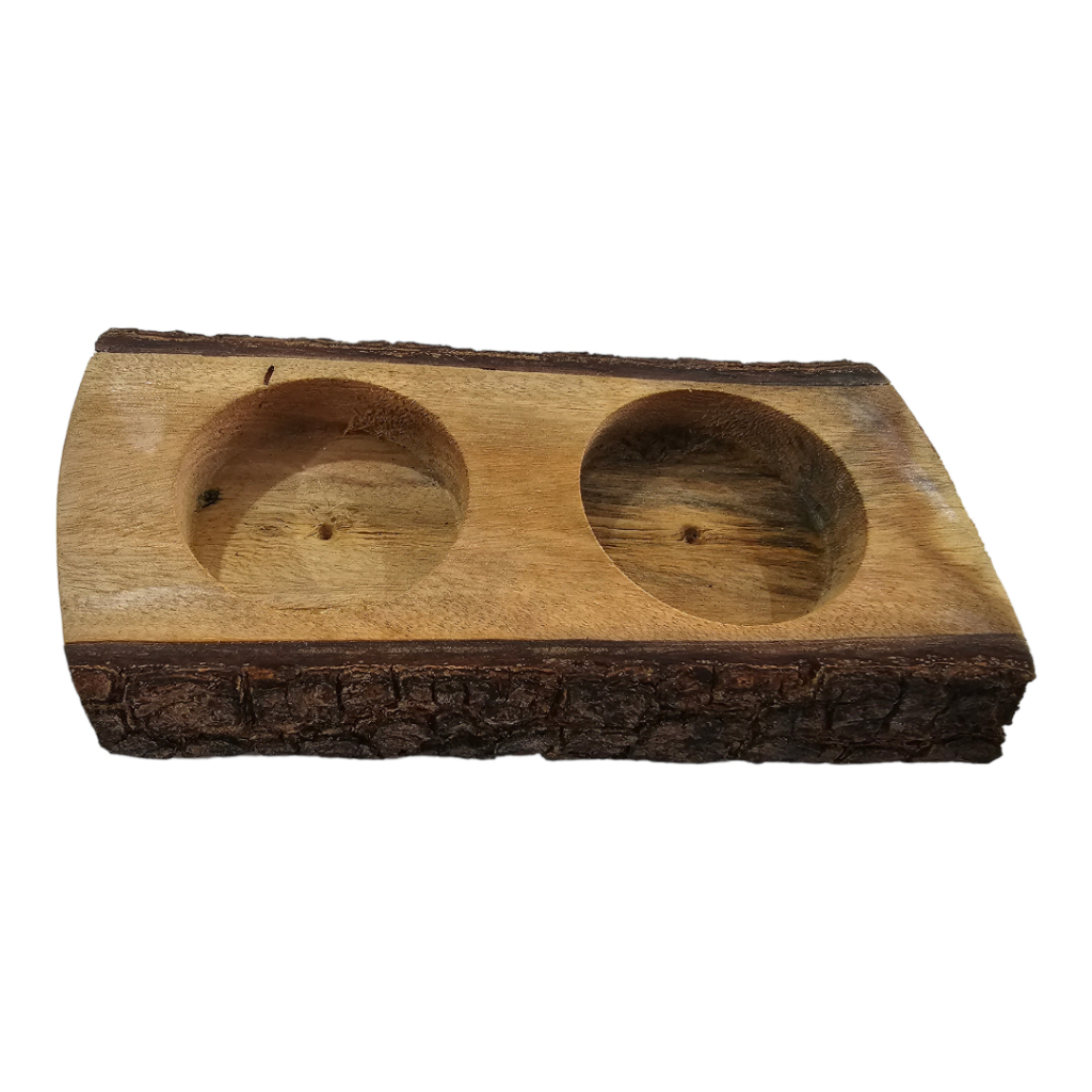 Chân Đế Gỗ Đựng 2 Nến Tealight - Gỗ Thiên Nhiên