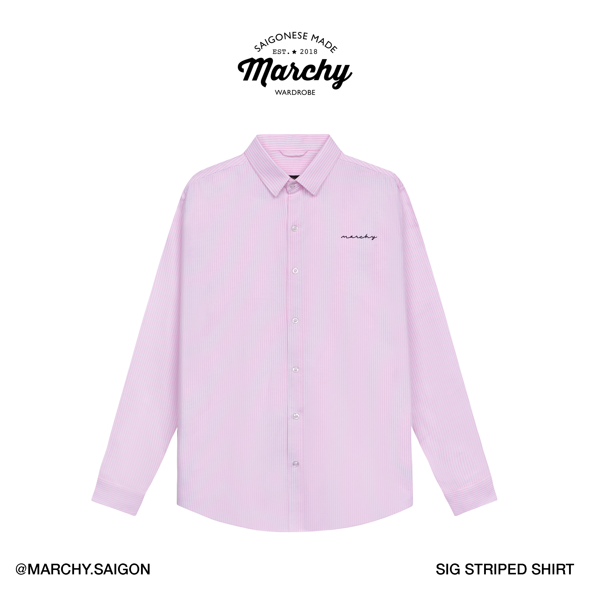 MARCHY - Sig Striped Shirt - Áo sơ mi sọc dành cho nam nữ - Áo sơ mi thanh lịch, phong cách hiện đại