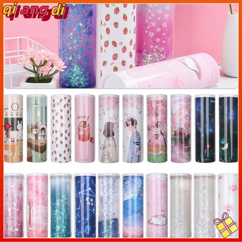 Đồ Dùng Học Tập QIANGDI, Hộp Bút Chì Có Mật Khẩu Cầm Tay Đa Năng Trong Mờ Hộp Bút Cát Chảy