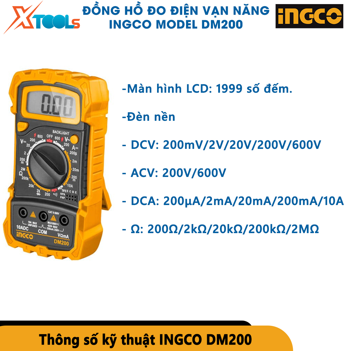 Ingco digital multimeter voltage meter multimeter ammeter capacitor current induction diode temperature measurement