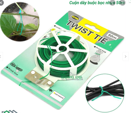 CUỘN DÂY KẼM BỌC NHỰA CỐ ĐỊNH HOA LAN CÂY CẢNH 50M