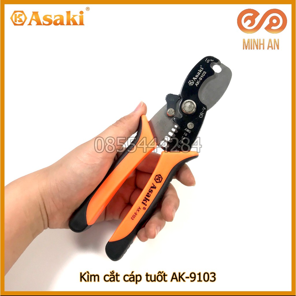 Kìm Cắt- Tuốt Đa Năng Asaki Ak-9103 (Kìm Cắt-Kìm Tuốt Dây)