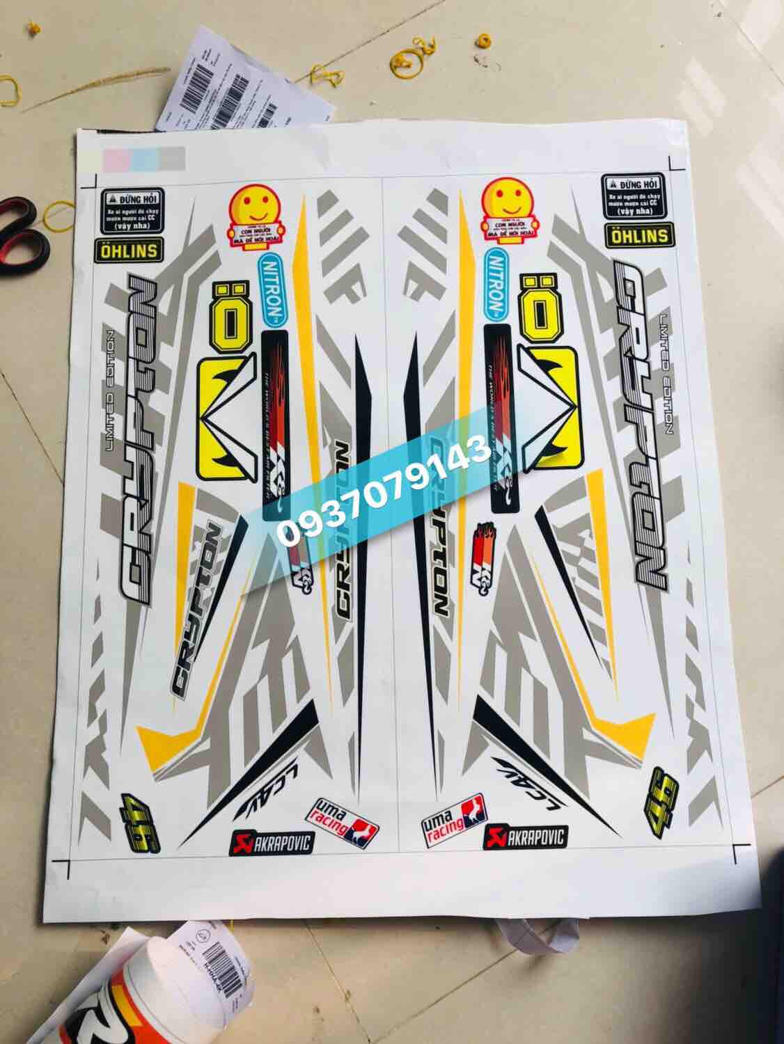 Tem rời exciter 2006 đến 2010 Crypton dán xe trắng
