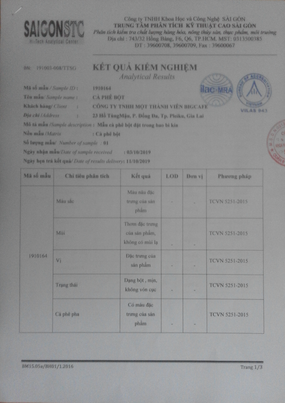 Cà phê rang xay nguyên chất 100% Robusta Bigcafe 500gr