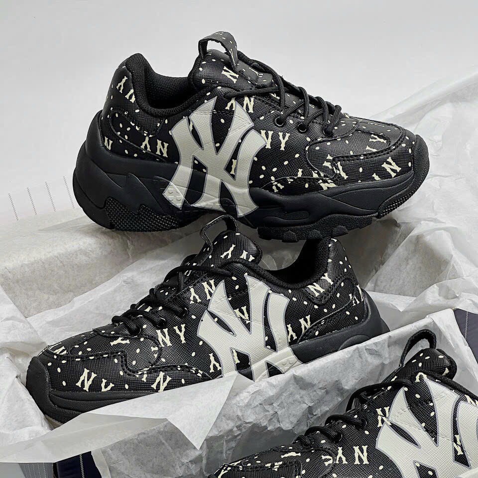 [TẶNG HỘP+TẤT] Giày MLB hàn quốc monogram Ny full đen hàng cao cấp size 36-43