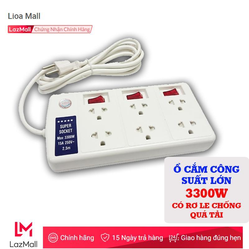 Bảng giá Ổ cắm điện Lioa 6 ổ công suất cao 3300 W, dây 2.5 mét 6SS2.5-2, Lioa Mall