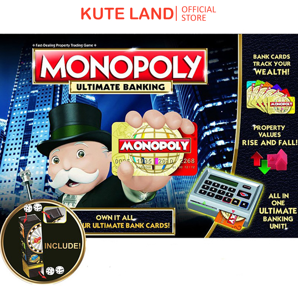 Bộ cờ tỷ phú monopoly 4.0 board game có máy ngân hàng điện tử quẹt thẻ atm tự động