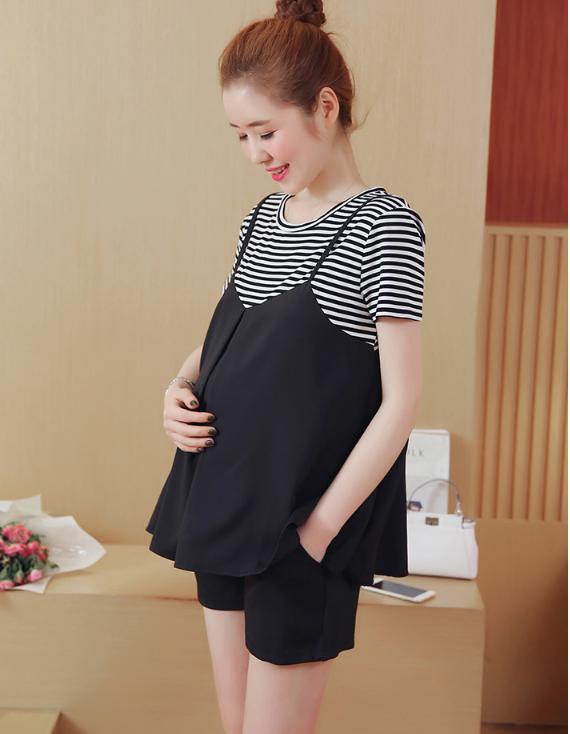 Bộ đồ bầu mặc nhà kẻ đen dễ thương