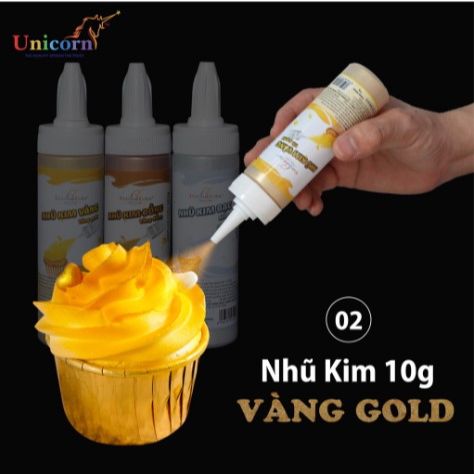 Màu Nhũ Phun Thực Phẩm 10gr có màu vàng và bạc