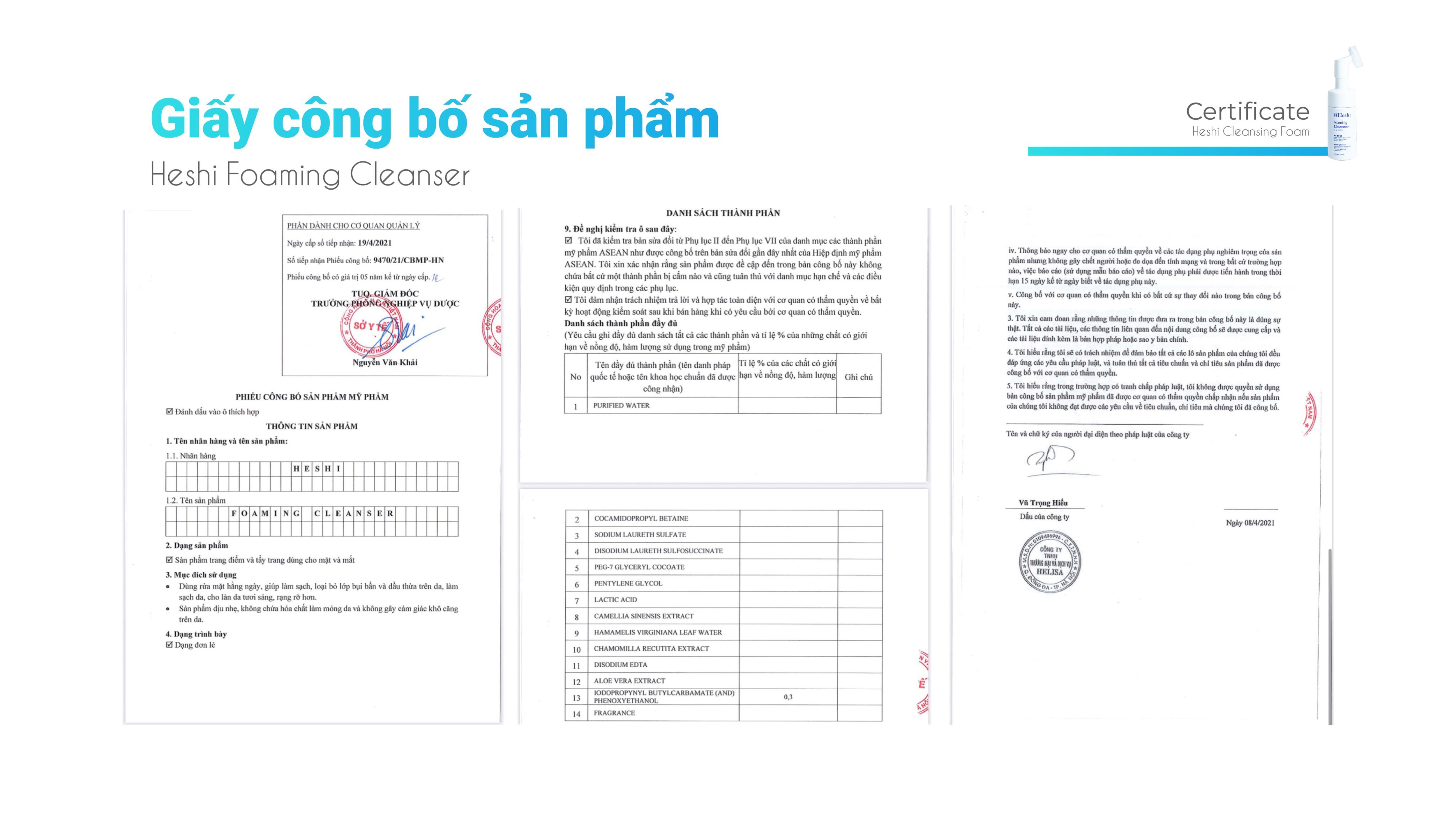 Sữa Rửa Mặt Heshi Dạng Bọt Sạch Sâu- Foaming Cleanser