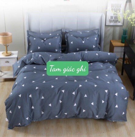 Bộ ga gối 3 món2mx2m2 poly cotton, mẫu dơi ghi