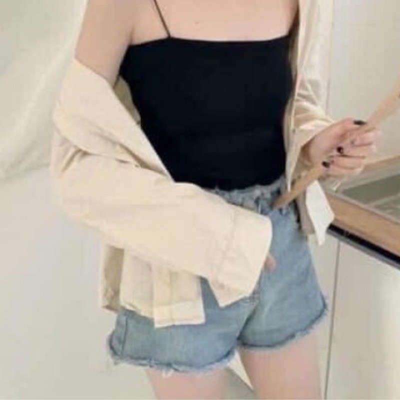 Áo 2 dây croptop sợi bún, áo dây sợ bún