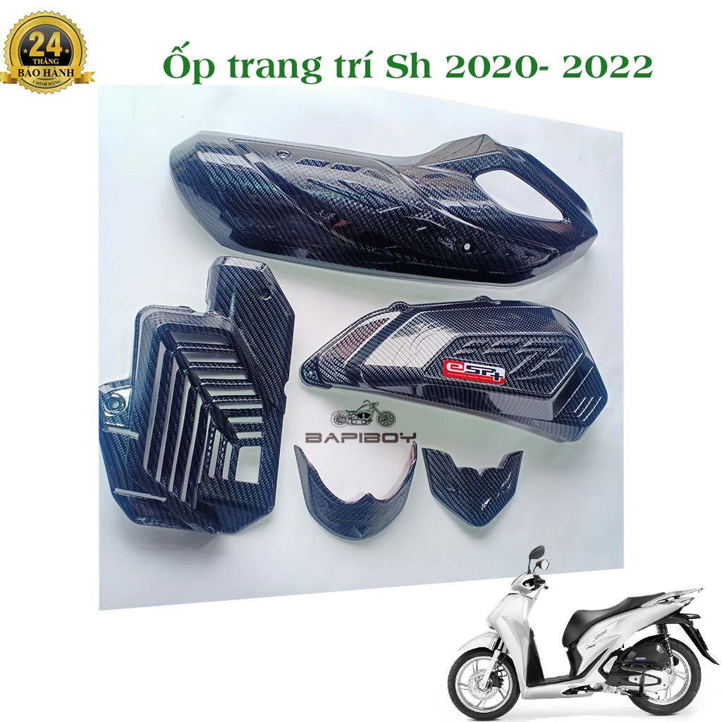 Combo 6 món ốp trang trí xe SH 2020-2023 ( 2 MÀU: TRẮNG CROM- VÂN CARBON )