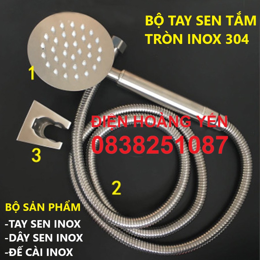 [HCM]VÒI SEN INOX 304 DÂY 1M4 - BỘ TAY SEN INOX 304