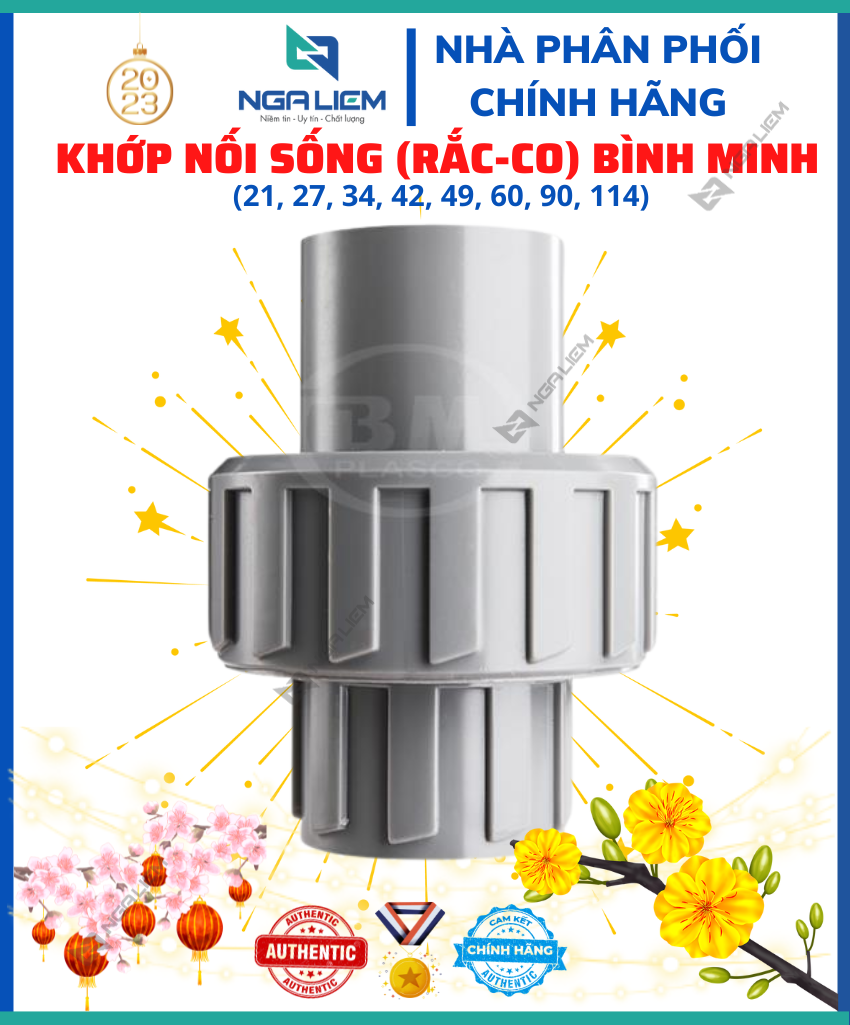 Rắc co bình minh (khớp nối sống) (21, 27, 34, 42, 49, 60, 90, 114mm) (21-49)