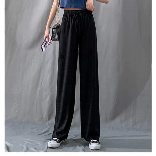 Quần ống rộng culottes cạp chun thắt nơ
