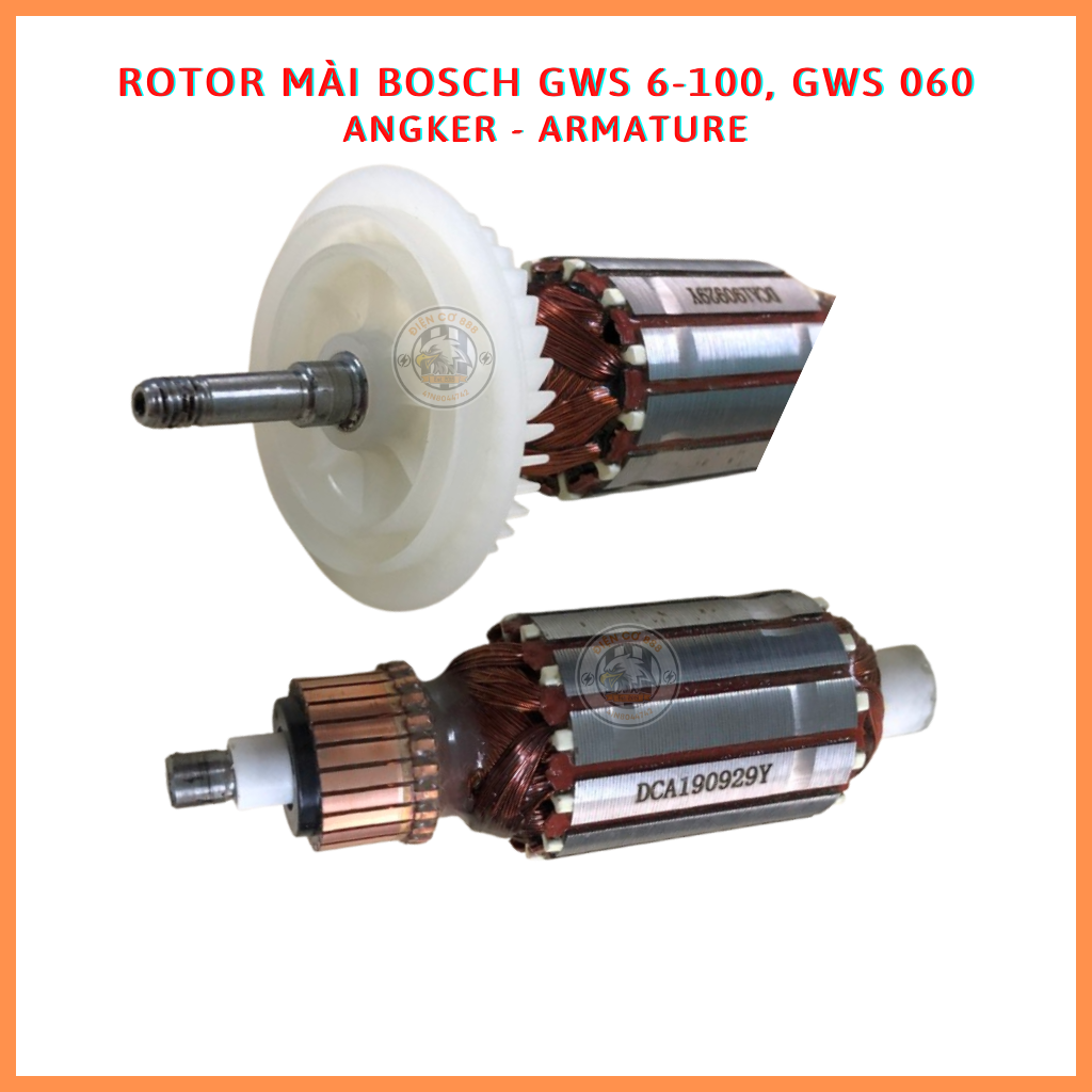 Rotor máy mài BOSCH GWS 6-100, GWS 060, GWS 6-125, GWS 8-125, GWS 5-100 220V - Tặng chổi than