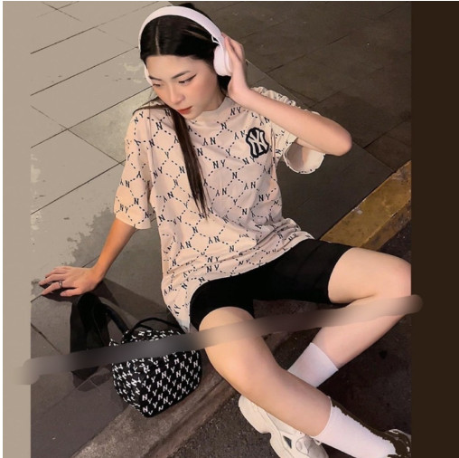 Áo thun tay ngắn màu be m/l/b monogram new full-tem-tag