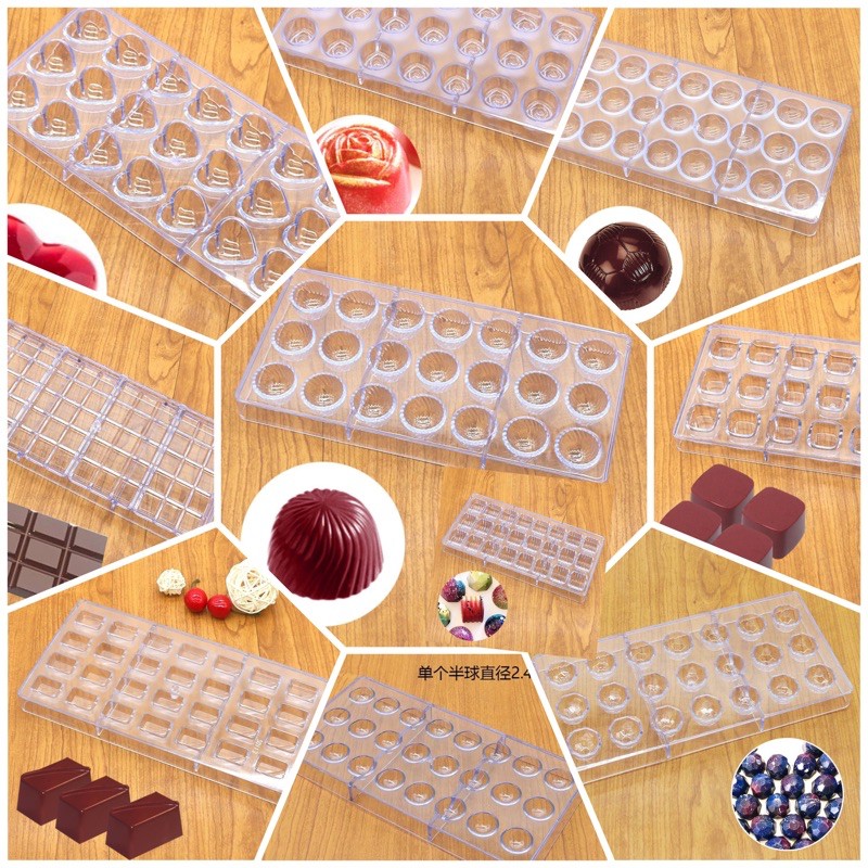 Khuôn nhựa cứng làm socola bonbon nhiều mẫu