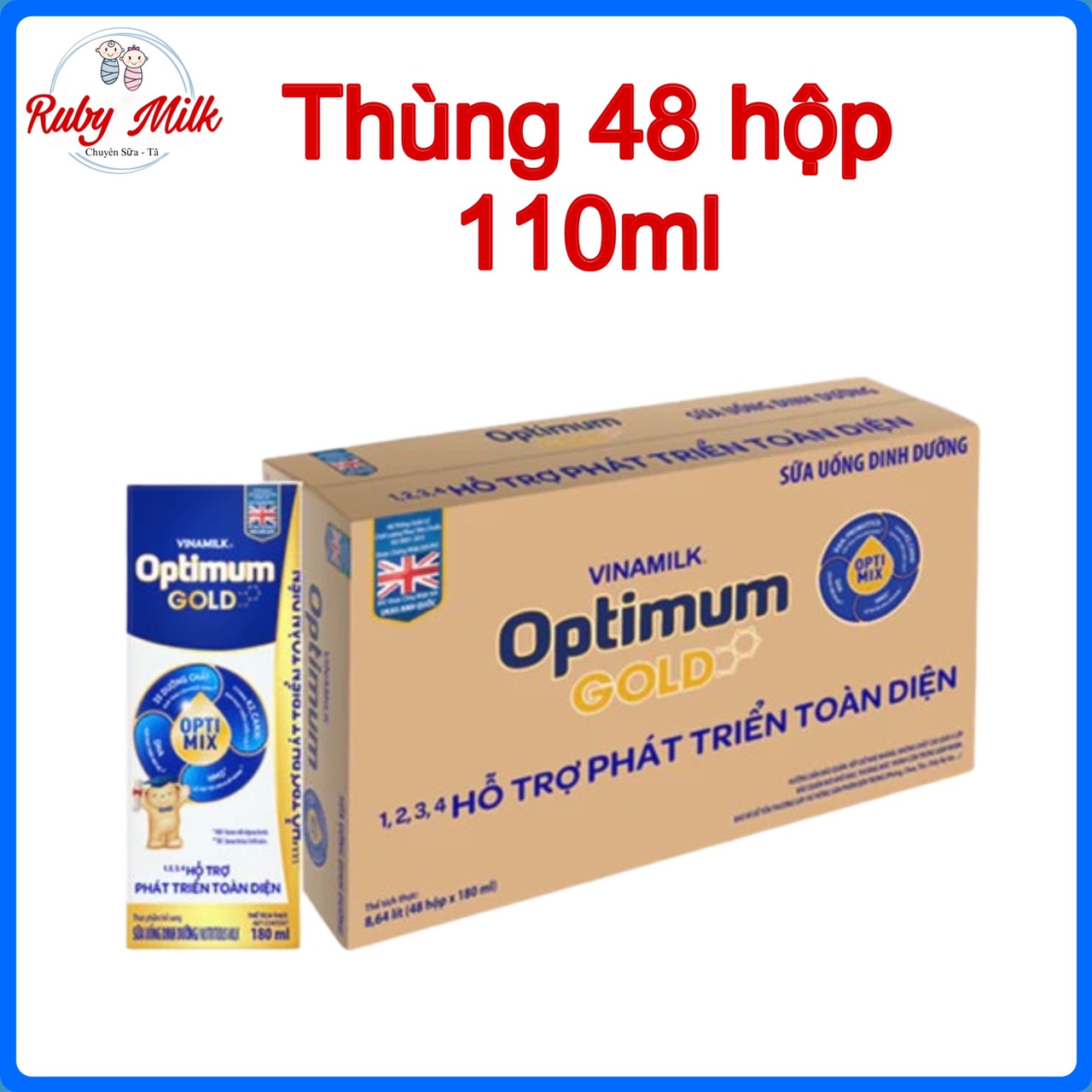 Thùng 48 hộp Sữa pha sẵn Optimum Gold 110ml