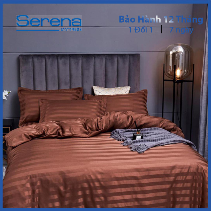 Ga giường đẹp 5 món lụa 3f SERENA chính hãng bộ vỏ bọc chăn ga drap grap ra gối nệm đệm trải phủ bọc giường mát lạnh 5 món lụa 3f đẹp người lớn chần bông cao cấp - Serena Việt Nam